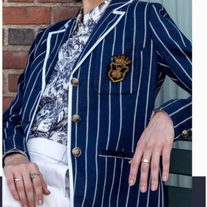 Carlisle Collection Linen Blend Jacket Captain Nautical Luxe Sz6 Tailored Blazer